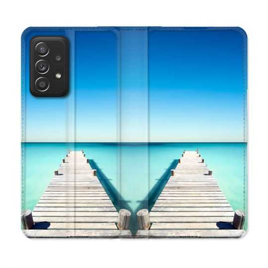 Housse Cuir Portefeuille Pour Samsung Galaxy A53 5G Nature Pont Mer