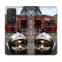 Housse Cuir Portefeuille Pour Samsung Galaxy A53 5G Pompier Casque Camion