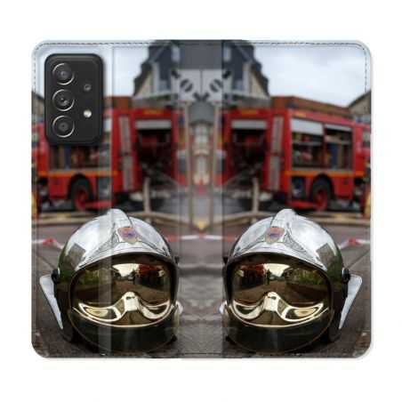 Housse Cuir Portefeuille Pour Samsung Galaxy A53 5G Pompier Casque Camion
