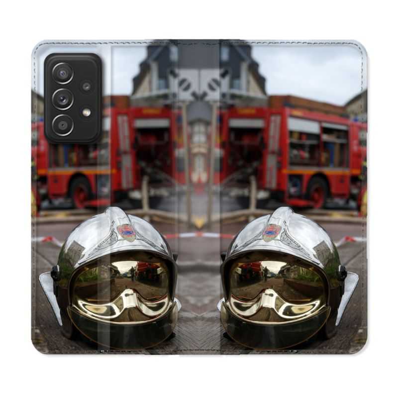 Housse Cuir Portefeuille Pour Samsung Galaxy A53 5G Pompier Casque Camion