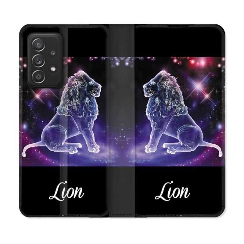 Housse Cuir Portefeuille Pour Samsung Galaxy A53 5G Signe Zodiaque 2 Lion