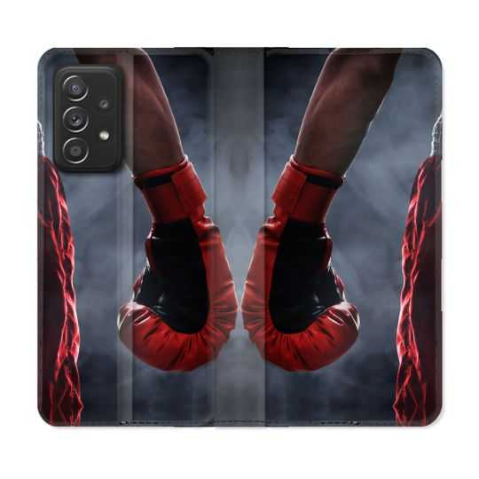 Housse Cuir Portefeuille Pour Samsung Galaxy A53 5G Sport Boxe Gant Rouge