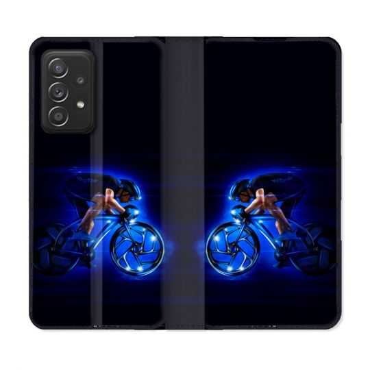 Housse Cuir Portefeuille Pour Samsung Galaxy A53 5G Sport Cyclisme Bleu