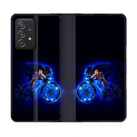 Housse Cuir Portefeuille Pour Samsung Galaxy A53 5G Sport Cyclisme Bleu
