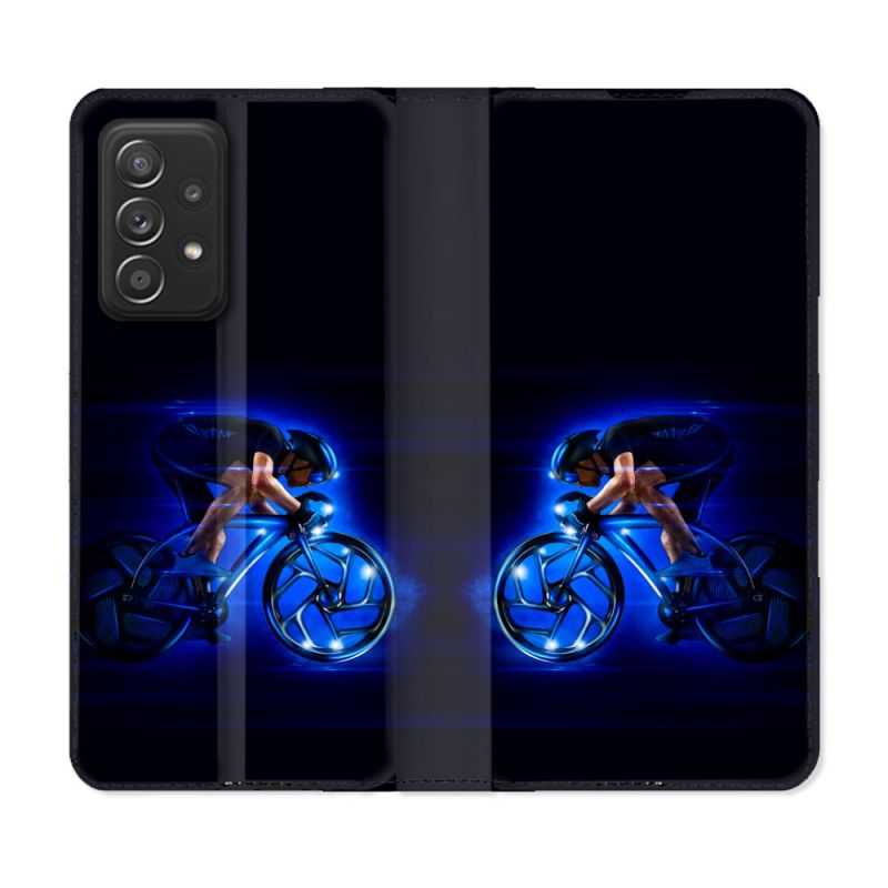 Housse Cuir Portefeuille Pour Samsung Galaxy A53 5G Sport Cyclisme Bleu