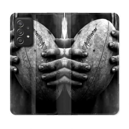 Housse Cuir Portefeuille Pour Samsung Galaxy A53 5G Sport Rugby Ballon Vintage