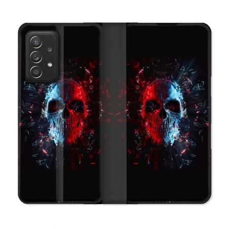 Housse Cuir Portefeuille Pour Samsung Galaxy A53 5G Tete de Mort Deflagration