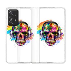 Housse Cuir Portefeuille Pour Samsung Galaxy A53 5G Tete de Mort Tag