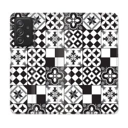 Housse Cuir Portefeuille Pour Samsung Galaxy A53 5G Texture Carreau Ciment Noir