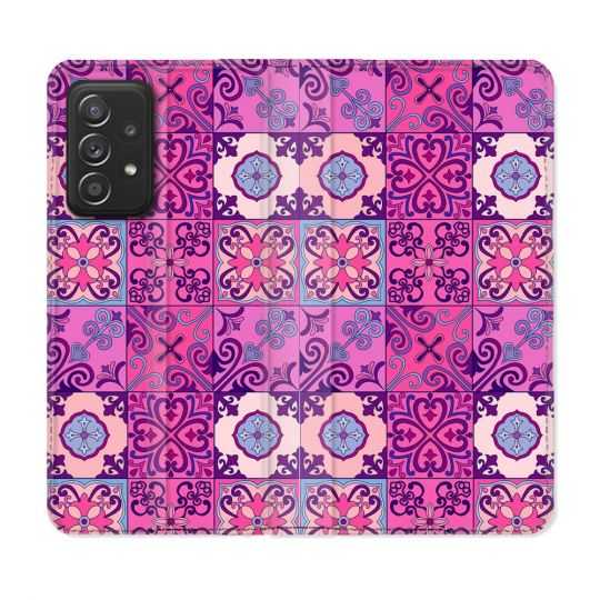 Housse Cuir Portefeuille Pour Samsung Galaxy A53 5G Texture Carreau Ciment Violet