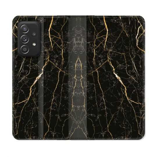 Housse Cuir Portefeuille Pour Samsung Galaxy A53 5G Texture Marbre Noir