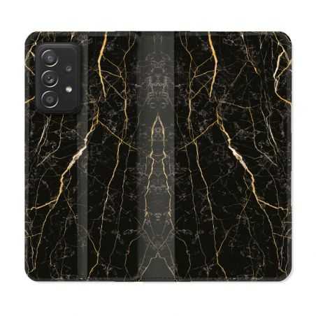 Housse Cuir Portefeuille Pour Samsung Galaxy A53 5G Texture Marbre Noir