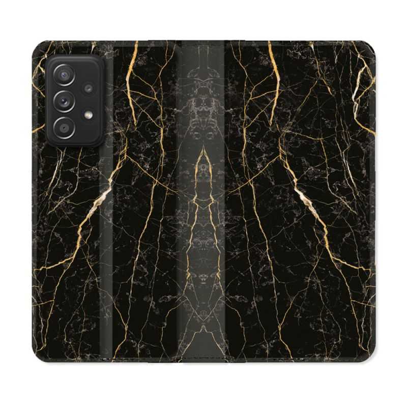 Housse Cuir Portefeuille Pour Samsung Galaxy A53 5G Texture Marbre Noir