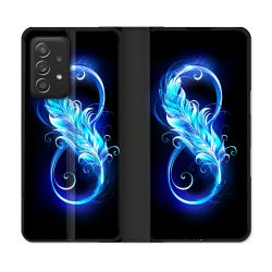 Housse Cuir Portefeuille Pour Samsung Galaxy A53 5G Texture Plume Infini Bleu