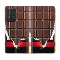 Housse Cuir Portefeuille Pour Samsung Galaxy A53 5G Texture Trompe Oeil Chocolat