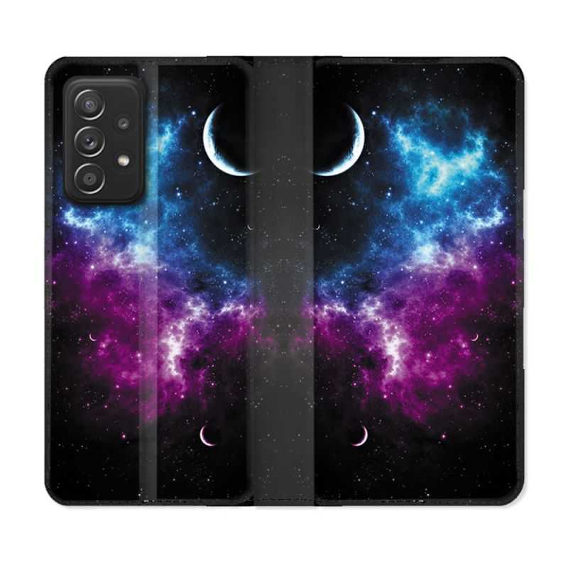 Housse Cuir Portefeuille Pour Samsung Galaxy A53 5G Univers Bleu Violet
