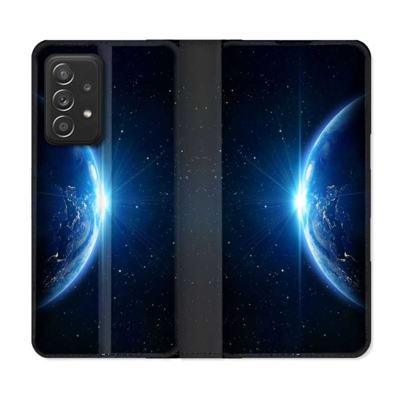 Housse Cuir Portefeuille Pour Samsung Galaxy A53 5G Univers Planete Terre