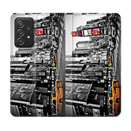Housse Cuir Portefeuille Pour Samsung Galaxy A53 5G Voyage Amerique USA New York Taxi