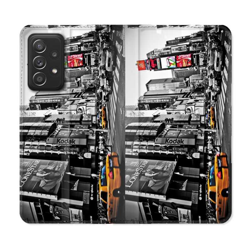 Housse Cuir Portefeuille Pour Samsung Galaxy A53 5G Voyage Amerique USA New York Taxi