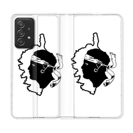 Housse Cuir Portefeuille Pour Samsung Galaxy A53 5G Voyage Corse Blanc
