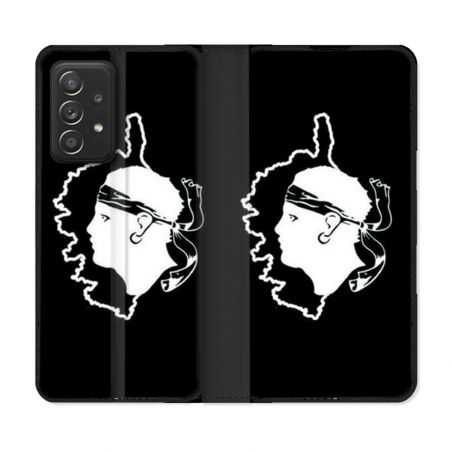 Housse Cuir Portefeuille Pour Samsung Galaxy A53 5G Voyage Corse Noir