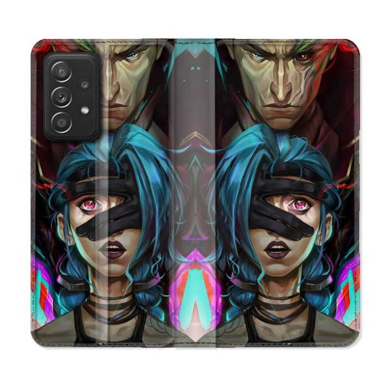 Housse Cuir Portefeuille Pour Samsung Galaxy A53 5G Arcane Jynx Bleu