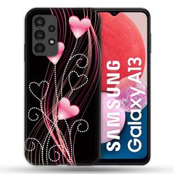 Coque Pour Samsung Galaxy A13 Amour Coeur Rose Montant sur Noir