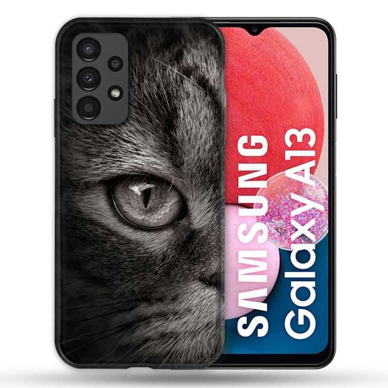 Coque Pour Samsung Galaxy A13 Animal Chat Gris
