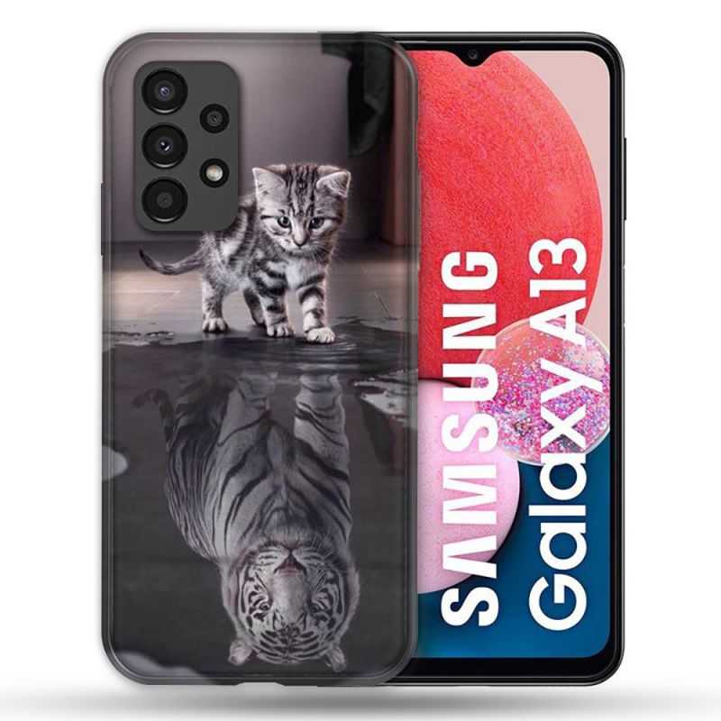 Coque Pour Samsung Galaxy A13 Animal Chat Reflet