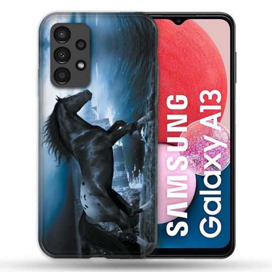 Coque Pour Samsung Galaxy A13 Animal Cheval Noir