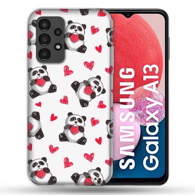 Coque Pour Samsung Galaxy A13 Animal Panda Cœur