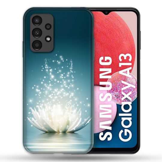Coque Pour Samsung Galaxy A13 Fleur Lotus Blanc