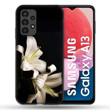 Coque Pour Samsung Galaxy A13 Fleur Lys Noir