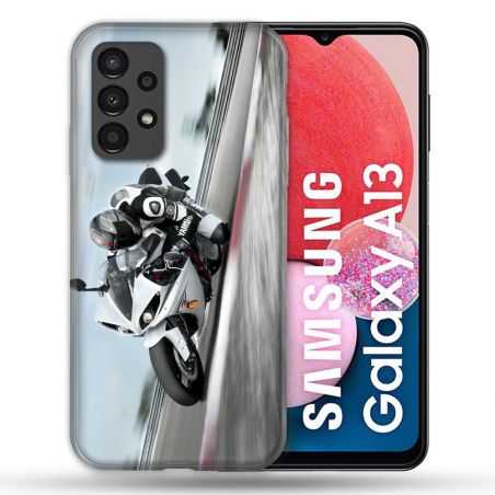 Coque Pour Samsung Galaxy A13 Moto Course GP Blanche