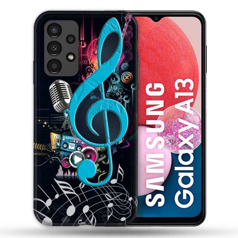 Coque Pour Samsung Galaxy A13 Musique Cle Sol Bleu