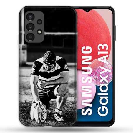 Coque Pour Samsung Galaxy A13 Sport Rugby Noir Blanc