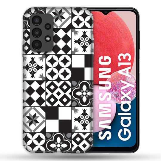 Coque Pour Samsung Galaxy A13 Texture Carreau Ciment Noir