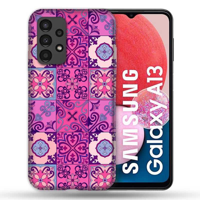 Coque Pour Samsung Galaxy A13 Texture Carreau Ciment Violet