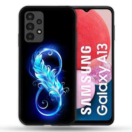 Coque Pour Samsung Galaxy A13 Texture Plume Infini Bleu