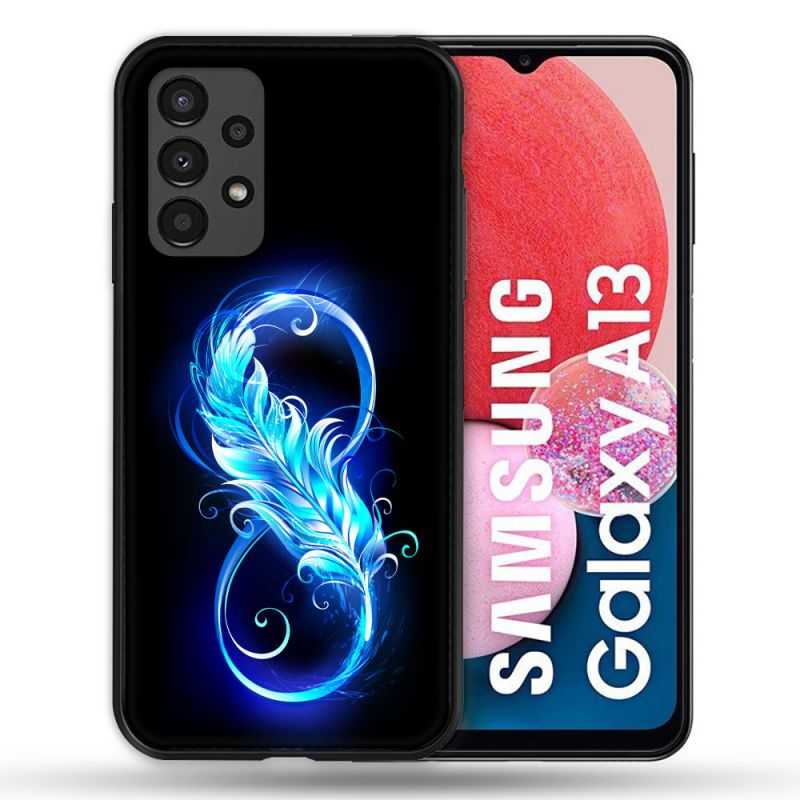 Coque Pour Samsung Galaxy A13 Texture Plume Infini Bleu