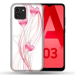 Coque Pour Samsung Galaxy A03 Amour Coeur Rose Montant sur Blanc