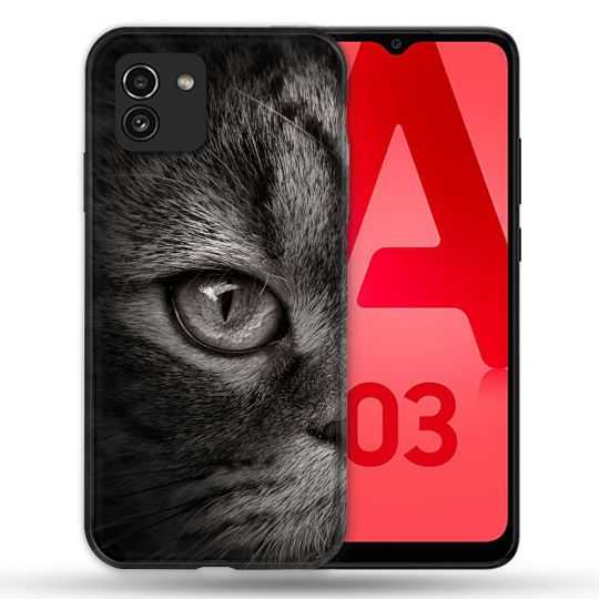 Coque Pour Samsung Galaxy A03 Animal Chat Gris