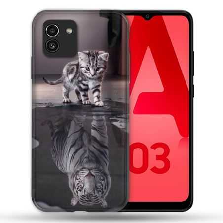 Coque Pour Samsung Galaxy A03 Animal Chat Reflet