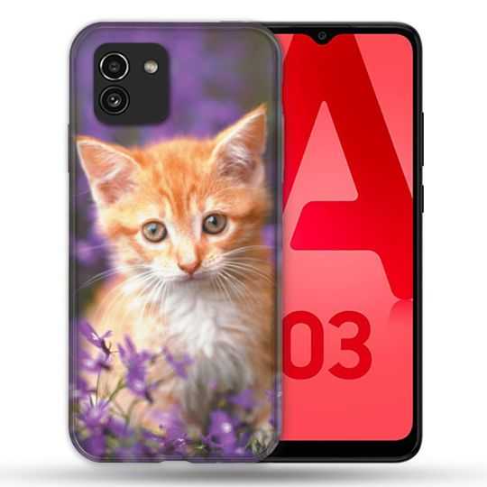Coque Pour Samsung Galaxy A03 Animal Chat Violet