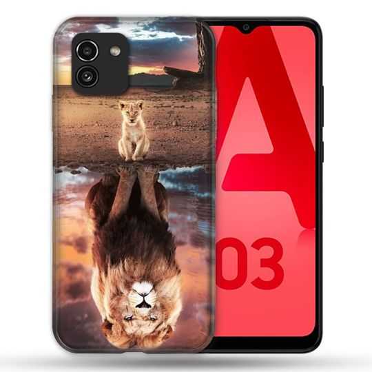 Coque Pour Samsung Galaxy A03 Animal Lion Reflet