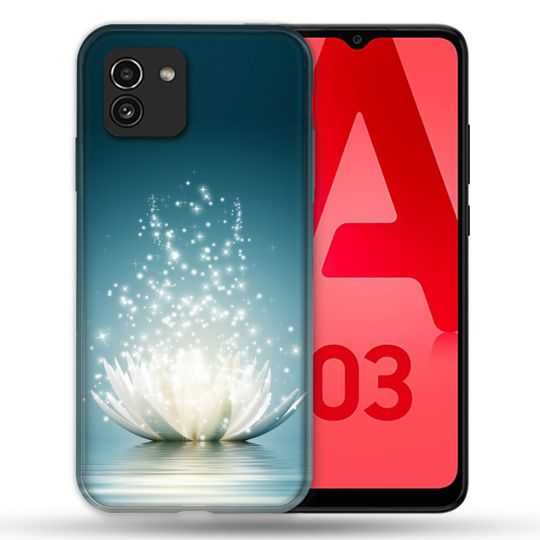 Coque Pour Samsung Galaxy A03 Fleur Lotus Blanc