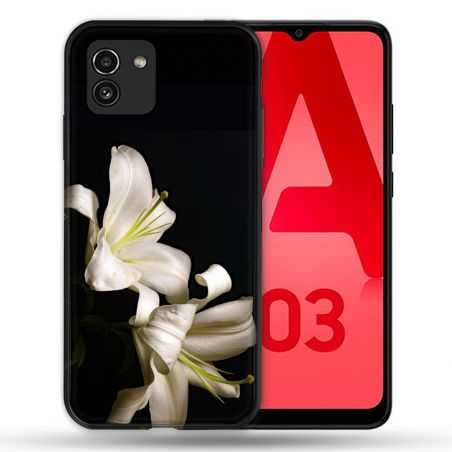 Coque Pour Samsung Galaxy A03 Fleur Lys Noir