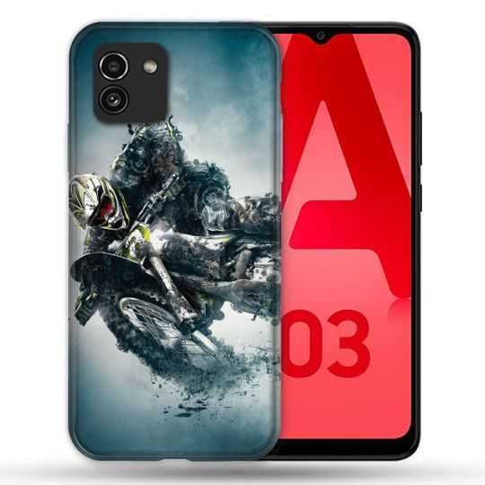 Coque Pour Samsung Galaxy A03 Moto Cross Ombre
