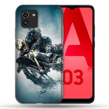 Coque Pour Samsung Galaxy A03 Moto Cross Ombre