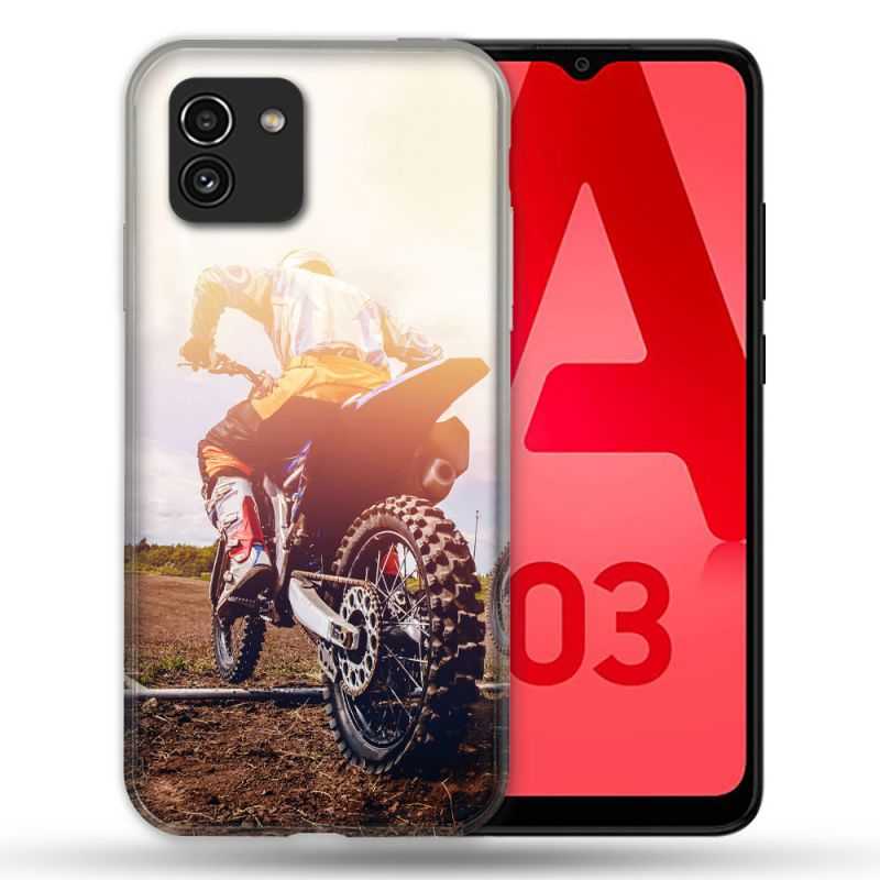 Coque Pour Samsung Galaxy A03 Moto Cross Soleil